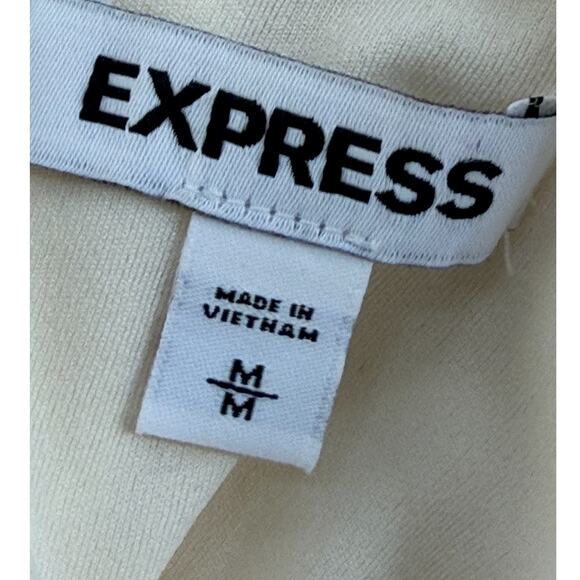 Women's Express Cream Stretch Embellished Button Shoulder  Sheath Dress Sz M - Picture 7 of 8